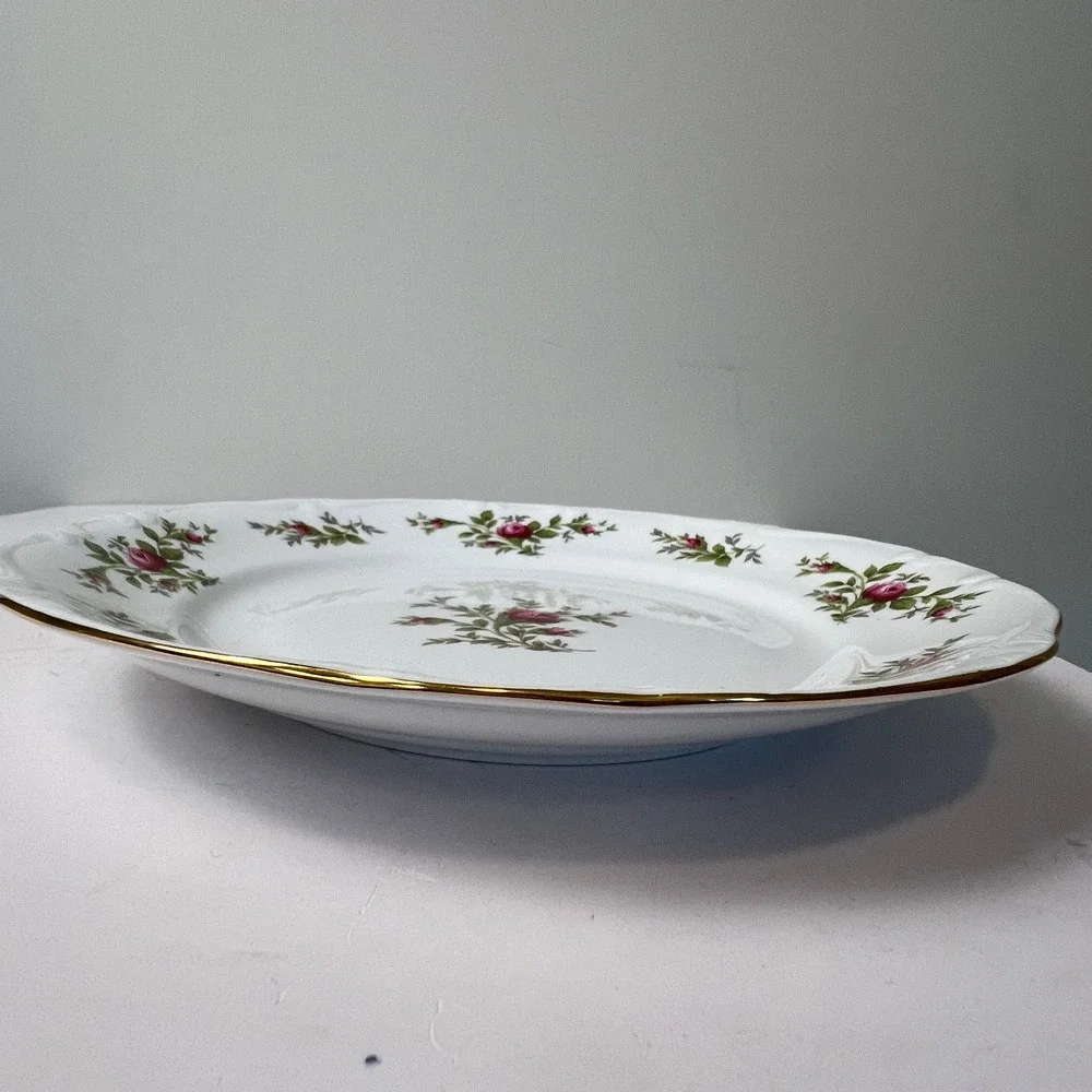 Johann Haviland Dinner Plate Traditions Moss Rose 10in Pink Gold Trim Victorian
